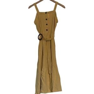 Monteau Yellow Sleeveless Midi SunDress with Belt